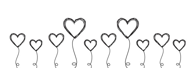 Tangled scribbled heart on a string air baloon or flower like