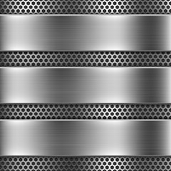 Metal perforated background with steel plates