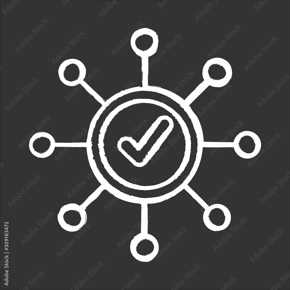 Aufkleber survey mark chalk icon. correct answer. right checkmark. approve mark, agree tick. chart spread. yes