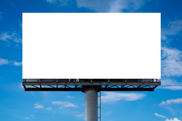 Mockup Large white blank billboard or white promotion poster displayed on the outdoor against the...