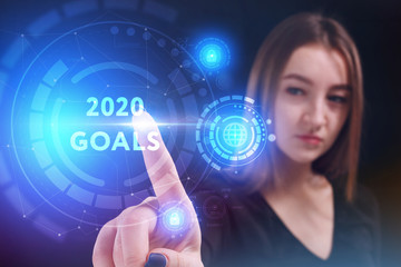 Business, Technology, Internet and network concept. Young businessman working on a virtual screen of the future and sees the inscription: