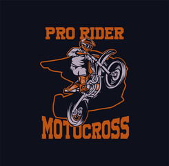 pro rider motocross design t shirt vector illustration poster template