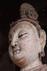 Maijishan Cave-Temple Complex in Tianshui , Gansu Province , China. Artistic treasures of Maiji...