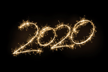 Sparkler new year greeting card on black background