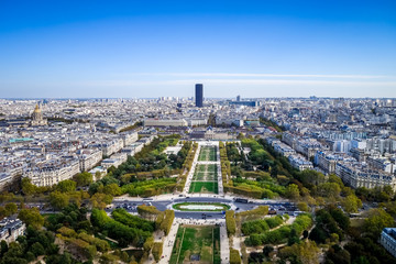 Aerial city view of Paris from Eiffel Tower, France