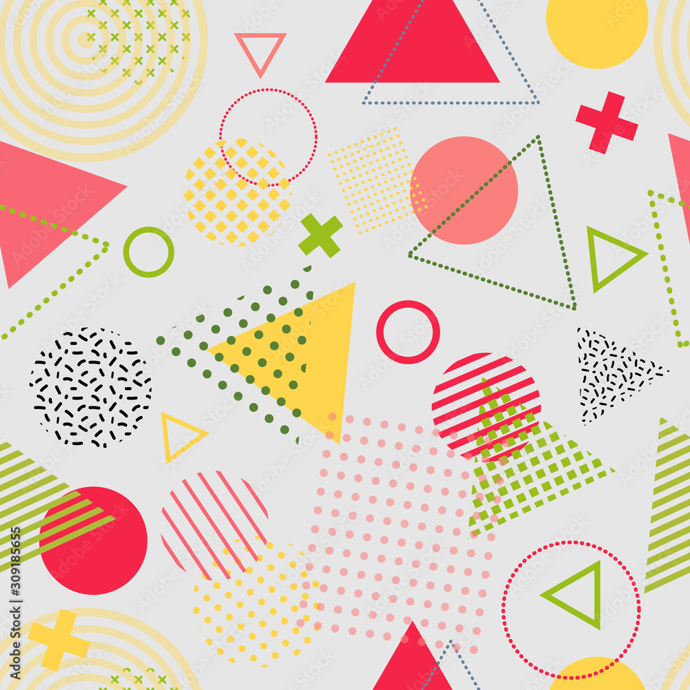 Aufkleber memphis style abstract seamless pattern with simple geometric shapes. .can be used for web design an