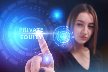 Business, Technology, Internet and network concept. Young businessman working on a virtual screen of the future and sees the inscription: