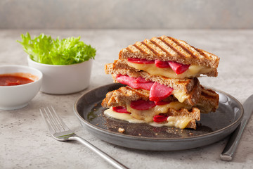 grilled salami and cheese sandwich