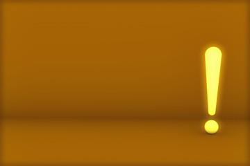 3d rendering of leadership and different creative idea concepts. shiny yellow exclamation mark on yellow background. Warning sing Light bulb idea banner on abstract scene with place for text.