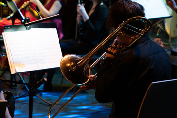 Man playing trumpet on the concert