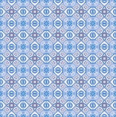 Pattern mandala kaleidoscope Abstract geometric colorful seamless background . Cross repeated squares and blocks background.