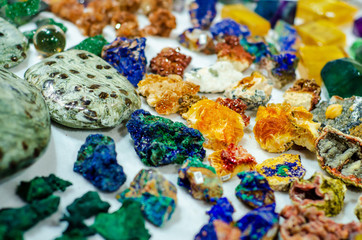 Stones and minerals  for sale in the store.