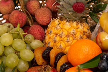 Naklejka na ściany i meble Close up shot of a selection of fruits.