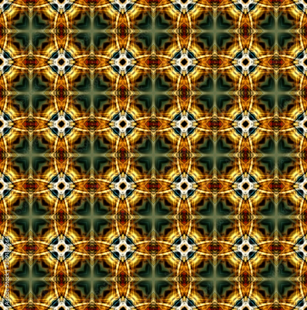 Poster pattern mandala kaleidoscope abstract geometric colorful seamless background . cross repeated square