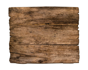 Brown wooden sign on a white background In the concept of the signpost and billboards with clipping path.