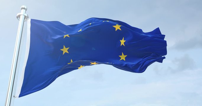 European Union  Flag Waving  loop  4K