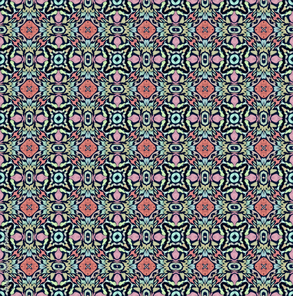 Aufkleber pattern mandala kaleidoscope abstract geometric colorful seamless background . cross repeated square