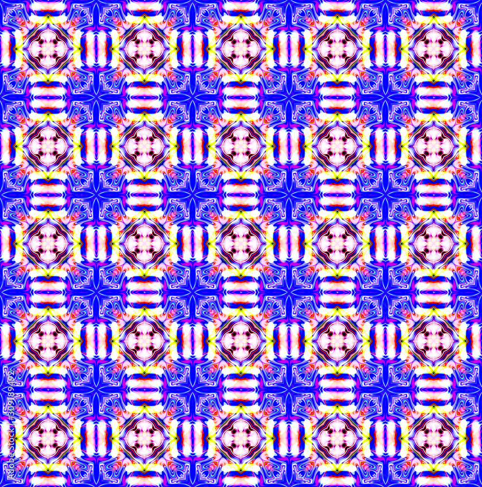 Aufkleber pattern mandala kaleidoscope abstract geometric colorful seamless background . cross repeated square