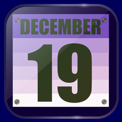 December 19 icon. For planning important day. Banner for holidays and special days. Nineteenth of december icon. Illustration.