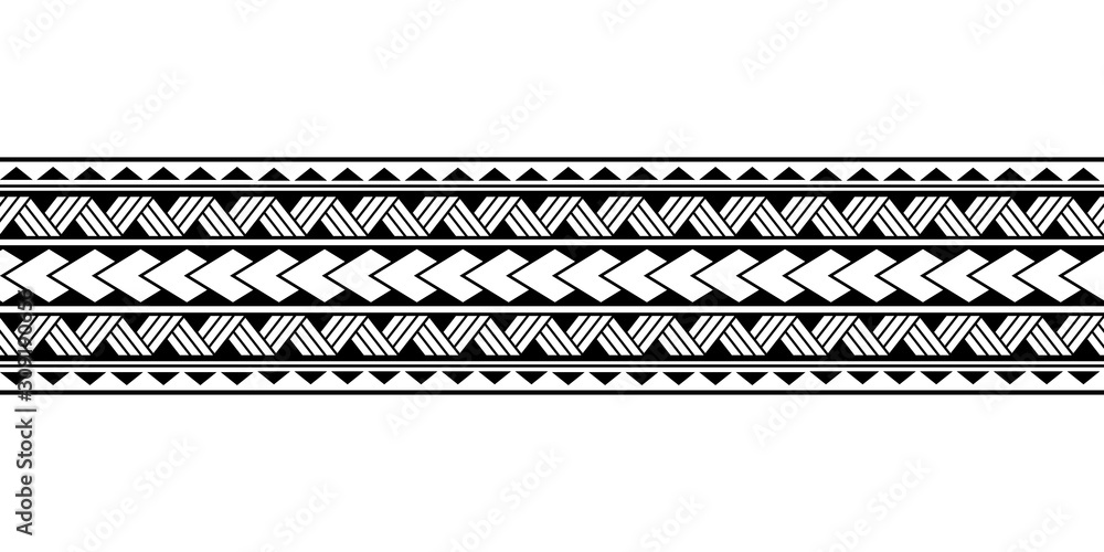 Wall mural maori polynesian tattoo bracelet. tribal sleeve seamless pattern vector. samoan border tattoo design