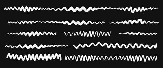 Grunge zigzag wavy stripes hand painted with black ink brush stroke