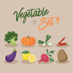Vegetable Set 1, Salad, Fruit, Icon, iconset, Vector Illustration, Banner, Web, Design, Template, Elements.