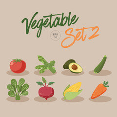 Vegetable Set 2, Salad, Fruit, Icon, iconset, Vector Illustration, Banner, Web, Design, Template, Elements.
