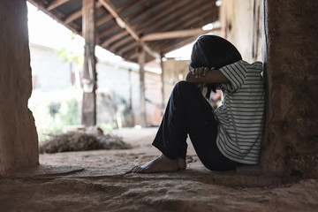 Stop violence and abused children.traumatized children concept.