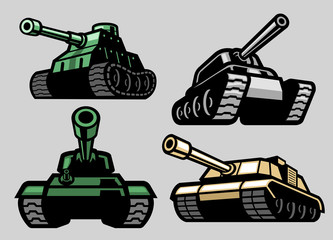 set bundle of military tank