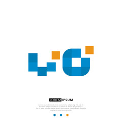 WO W O Logo Monogram with Blue and yellow Colors. modern letter logo design