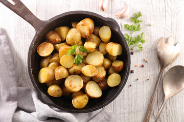 roasted potato with herb- top view