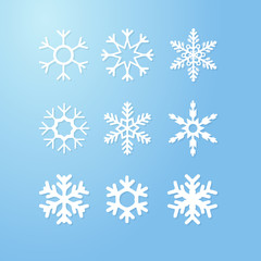 Fototapeta na wymiar Nine snowflakes set icon winter crystal snow vector.