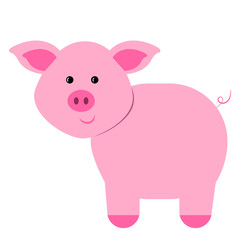 Fototapeta na wymiar Cartoon little pig. Vector illustration on a white background. A drawing for children.