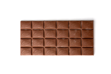 Chocolate bar isolated on white background.