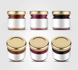 small jam jars with blank labels - Powered by Adobe