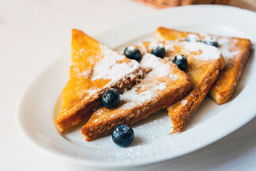 Homemade french toast with Butter (Pain perdu) and Ice cream