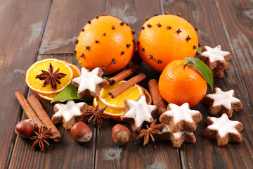orange and cloves, spices and gingerbread cookies