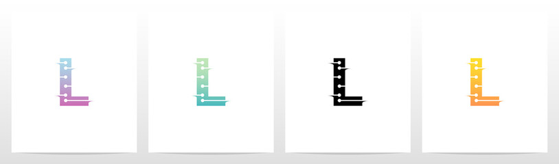 Horizontal Lines With Dots On Letter Logo Design L