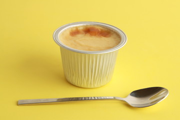 delicious egg flan in aluminum container