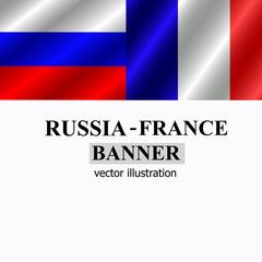 Russia and France banner design. Bright vector illustration.