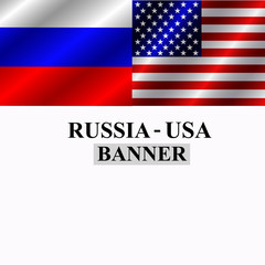 Russia and USA banner design. Bright Illustration.