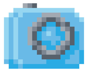 Camera icon for photos in a pixel 8 bit video game art style