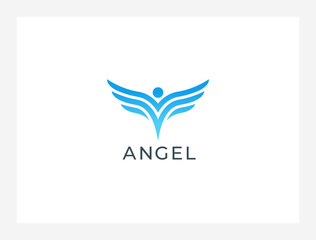 Angel wings. Abstract flying man logo design. Bird wings vector illustration.