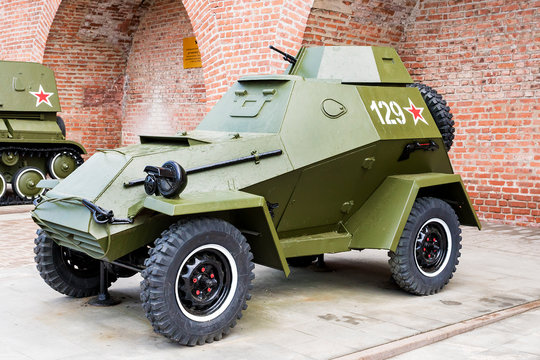 RUSSIA - NIZHNY NOVGOROD , MAY 4: military armored car of BA-64. An exhibition of military equipment of times of World War II in the Kremlin of Nizhny Novgorod on May 4, 2015.