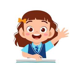 happy cute kid girl study with smile