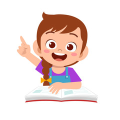 happy cute kid girl study with smile