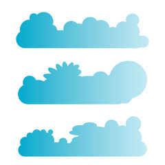 blue cloud, bubble shape vector set 