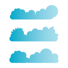 blue cloud, bubble shape vector set 