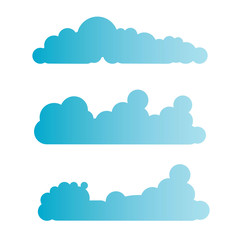 blue cloud, bubble shape vector set 