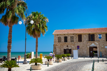 Fototapeta na wymiar Castle On Finikoudes Boulevard In Larnaca, Cyprus